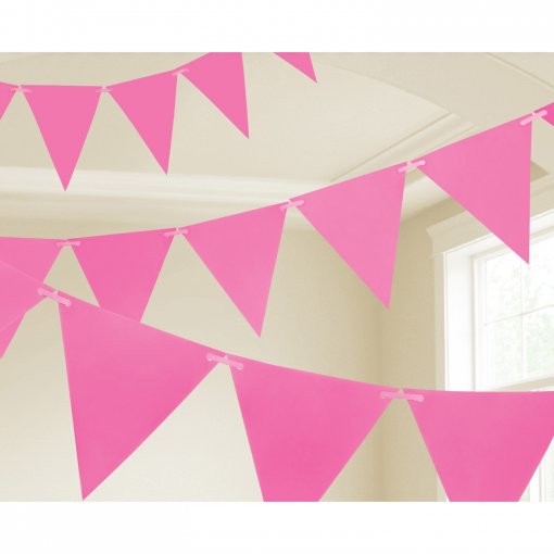 Bandeira Triangular Papel 4,5m Rosa Choque