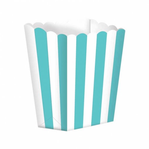 5 Caixas de Pipocas Riscas Azul Claro
