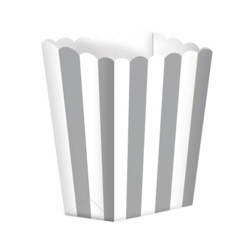 5 Caixas de Pipocas Riscas Prateado