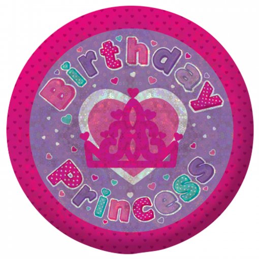 Crachá Brithday Princess Holográfico