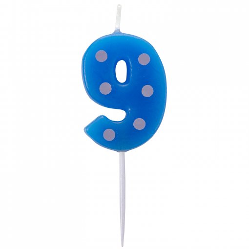 Vela Aniversário Mini Bolas & Riscas nº 9