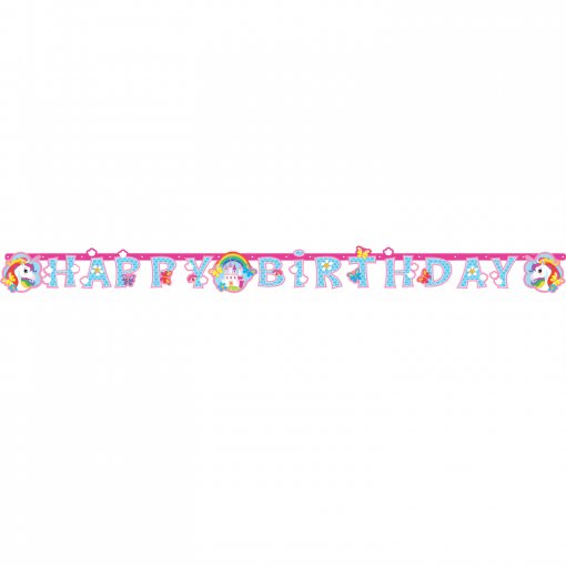Grinalda Happy Birthday Unicórnio Rainbow