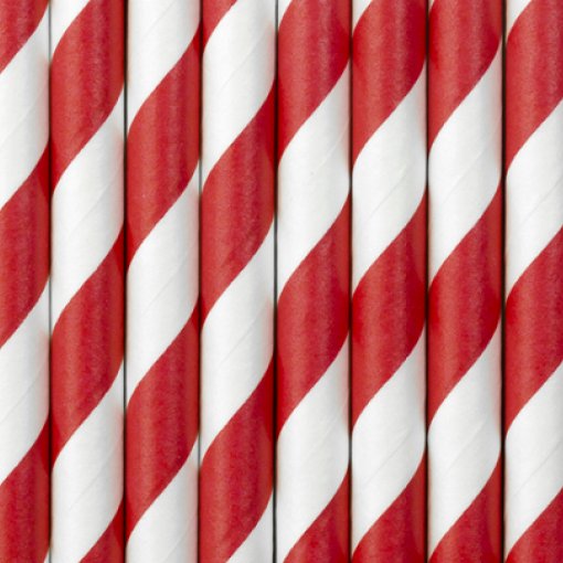 10 Palhinhas de Papel Riscas Vermelho