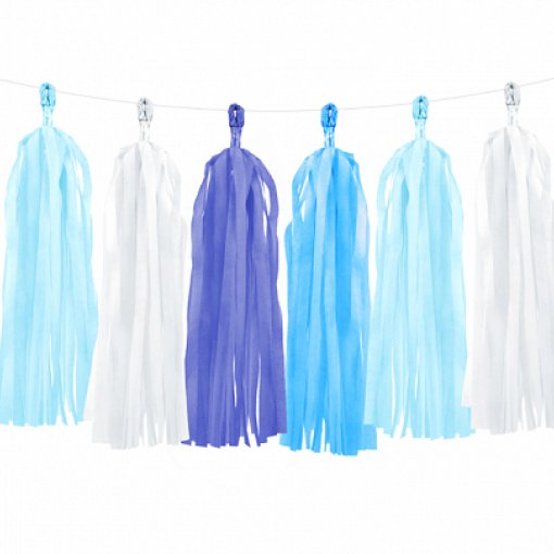 Grinalda Tassel Azul & Branco1,5m