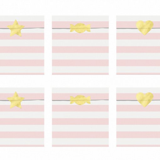 6 Sacos de papel Yummy Rosa Claro