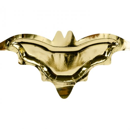 6 Pratos 37,5x18,5cm Forma Morcego Dourado - Halloween