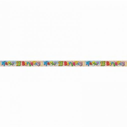 Faixa foil 3,66m 'Happy Birthday' Colorido nº 13