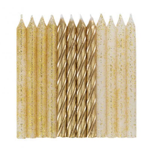 24 Velas Aniversário Espiral Dourado com Glitter
