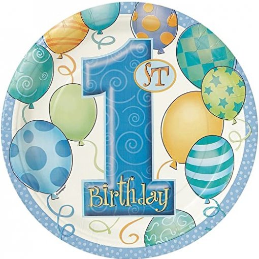 8 Pratos 23cm 1º Anvirsário Azul