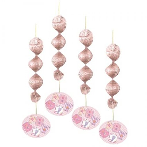 4 Pendentes Decorativos 18'' Baby Shower Stitching Rosa