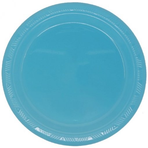 12 Pratos Plástico 18cm Azul Claro