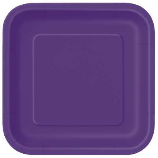 16 Pratos Quadrados 18cm Roxo Escuro