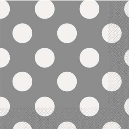 16 Guardanapos 33cm Bolas Prateado