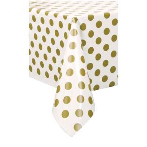 Toalha de mesa Dourado Bolas 1,37x2,74m