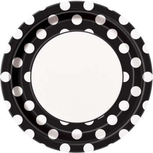 8 Pratos 23cm Bolas Preto