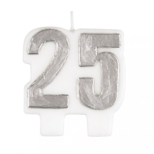 Vela Aniversário Prateado nº 25