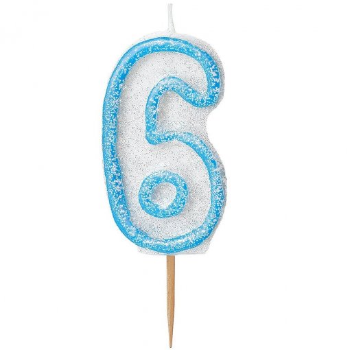 Vela Aniversário Glitz Azul nº 6
