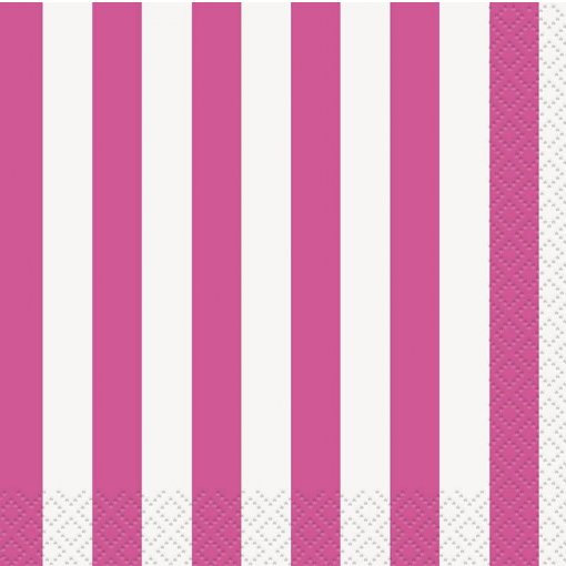 16 Guardanapos 25cm Riscas Rosa Choque