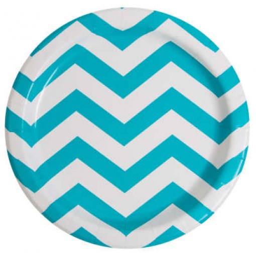 8 Pratos 18cm Chevron Azul Caribe
