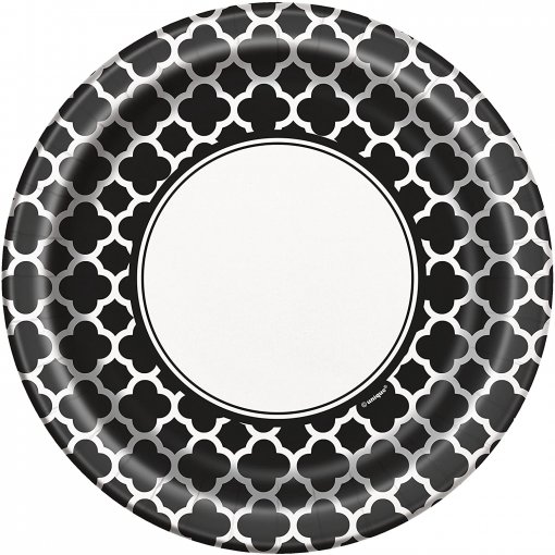 8 Pratos 23cm Quatrefoil Preto