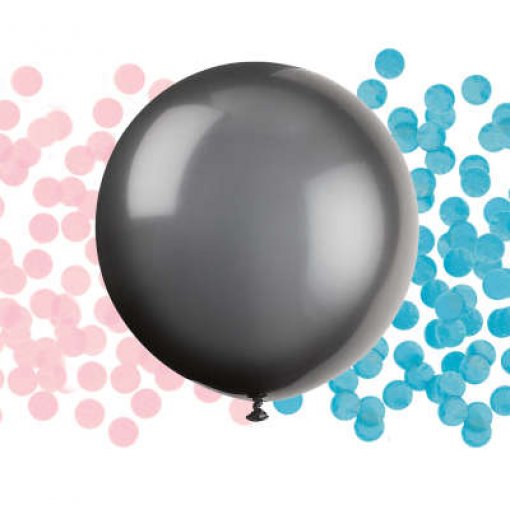 Balão latex 24'' com Confettis Revelação de Sexo Preto