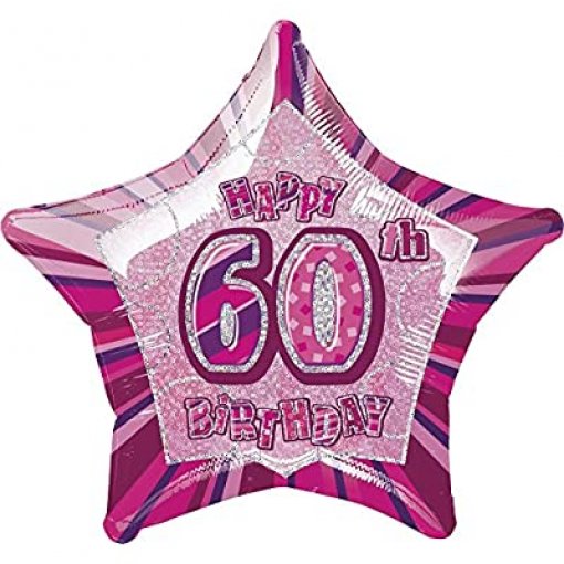 Balão foil 20'' Estrela Glitz Rosa nº 60