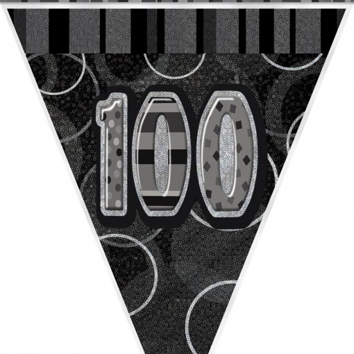 Bandeira Triangular Plástico 3,66m Preto & Prata Número 100