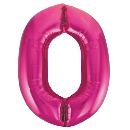Balão Foil 86cm Rosa Número 0