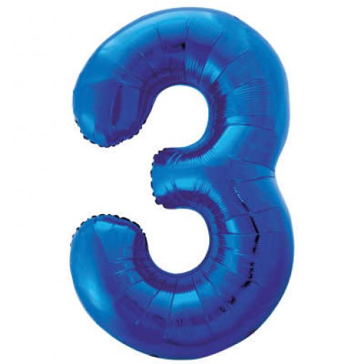 Balão Foil 86cm Azul Número 3