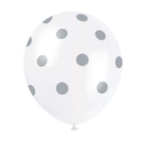 6 Balões Latex 12'' Bolas Prateado