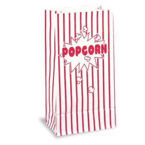 10 Sacos de Oferta de Papel Popcorn Riscas Vermelho e Branco