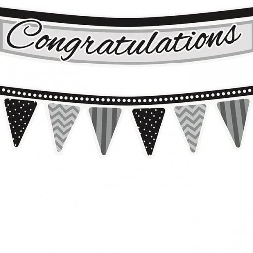 Topo de Bolo com Bandeiras 'Congratulations' Preto