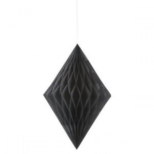 Decoração de Papel Pendente Diamante 14'' Preto