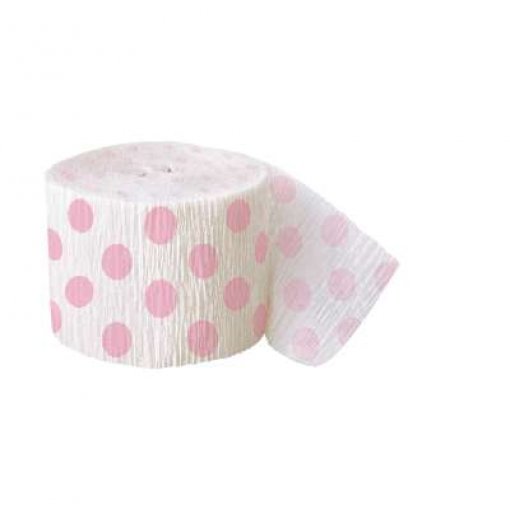 Fita Crepe 24,69m Bolas Rosa Claro