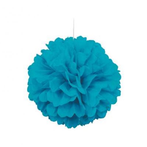 Pom Pom Decorativo Papel 16'' Azul Caribe
