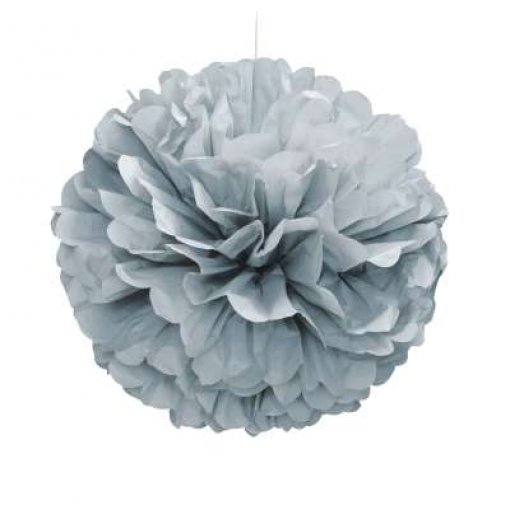 Pom Pom Decorativo Papel 16'' Prateado