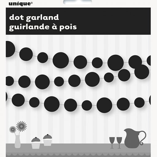 Grinalda decorativa de bolas papel 2,75m Preto