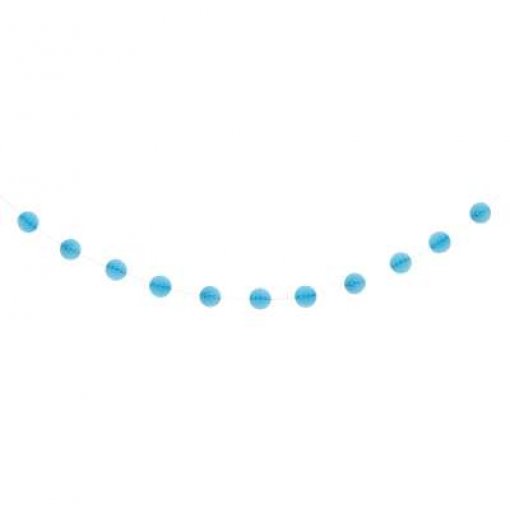 Grinalda Mini Bolas de Papel Decorativas 2,14m Azul Claro