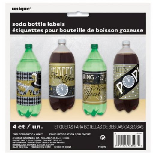 4 Autocolantes para Garrafas 2L Ano Novo