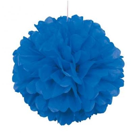 Pom Pom Decorativo Papel 16'' Azul Médio