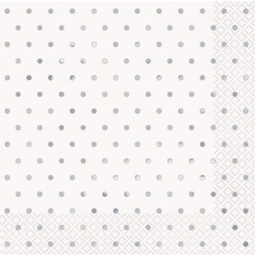 16 Guardanapos 33cm Elegant Dots Prateado Foil