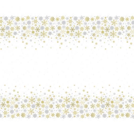 Toalha de mesa Holiday Snowflakes Prateado & Dourado 1,37x2,74m