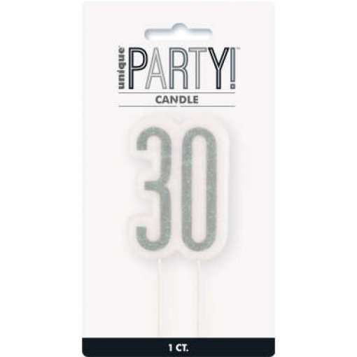 Vela Aniversário Preto & Prateado nº 30