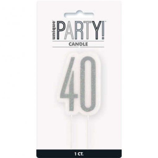 Vela Aniversário Preto & Prateado nº 40