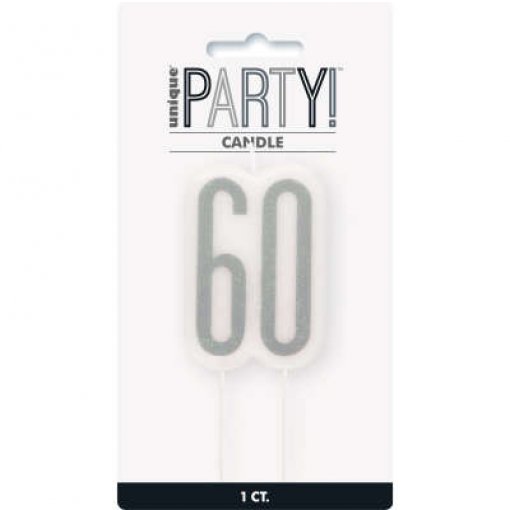 Vela Aniversário Preto & Prateado nº 60