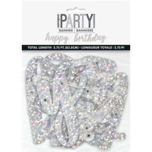 2 Grinaldas Papel 'Happy Birthday' Glitz Silver Glitter