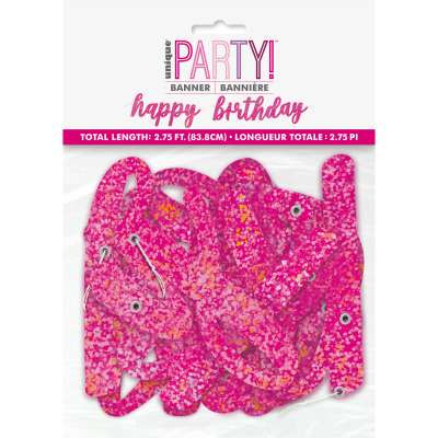 2 Grinaldas Papel 'Happy Birthday' Glitz Pink Glitter