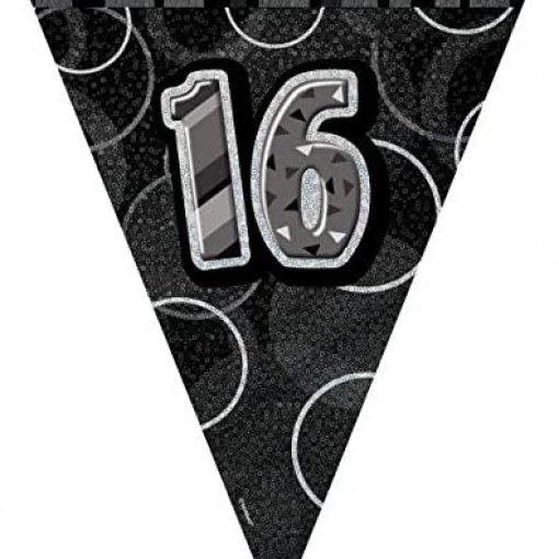 Bandeira Triangular Foil 2,75m Glitz Preto nº 16