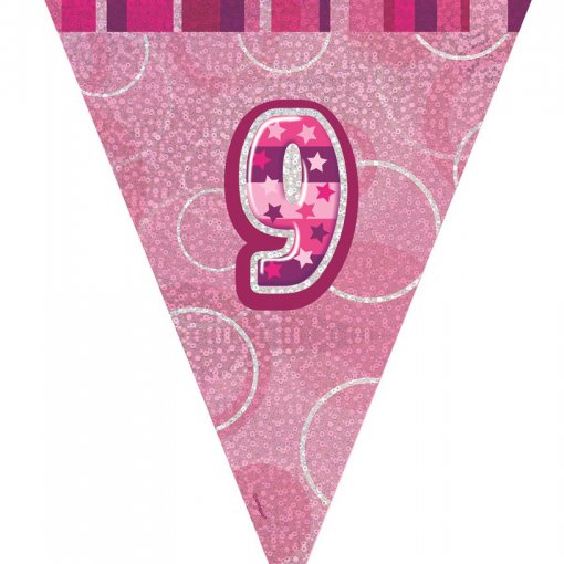 Bandeira Triangular Foil 2,75m Glitz Rosa nº 9