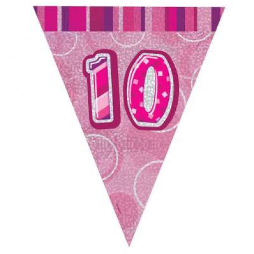 Bandeira Triangular Foil 2,75m Glitz Rosa nº 10